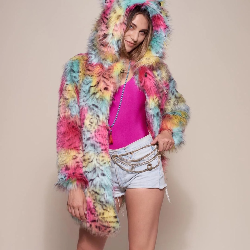SpiritHoods Multicolor Faux Fur Teddy Jacket Oaxaca Jaguar Classic - Picture 5 of 10